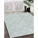 Patterned Water Blue Novelty Rug in Family Room, pat3937