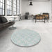 Round Machine Washable Transitional Water Blue Rug in a Office, wshpat3937