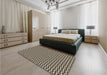 Patterned Midnight Gray Rug in a Bedroom, pat3938brn