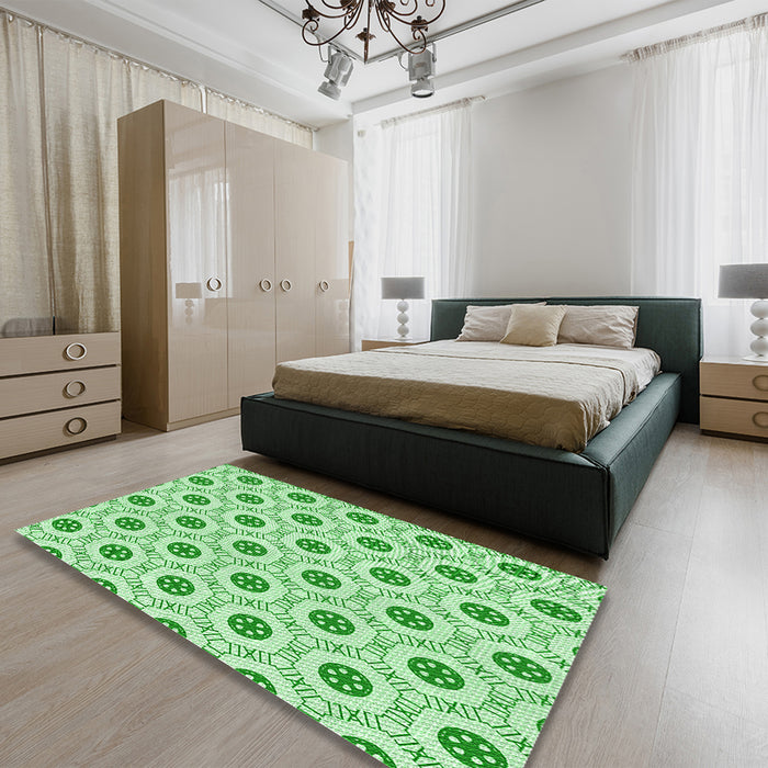 Patterned Mint Green Rug in a Bedroom, pat3939grn