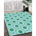 Machine Washable Transitional Mint Green Rug in a Family Room, wshpat3939lblu