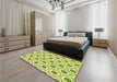 Patterned Pistachio Green Rug in a Bedroom, pat3939yw