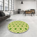 Round Patterned Pistachio Green Rug in a Office, pat3939yw