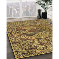 Patterned Yellow Rug, pat3940brn