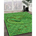 Patterned Deep Emerald Green Rug in Family Room, pat3940grn