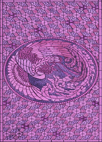 Machine Washable Transitional Dark Magenta Purple Rug, wshpat3940pur