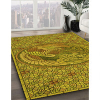 Patterned Dark Bronze Brown Rug, pat3940yw