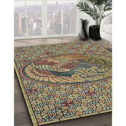 Patterned Bakers Brown Novelty Rug in Family Room, pat3940