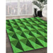 Patterned Deep Emerald Green Rug in Family Room, pat3941grn
