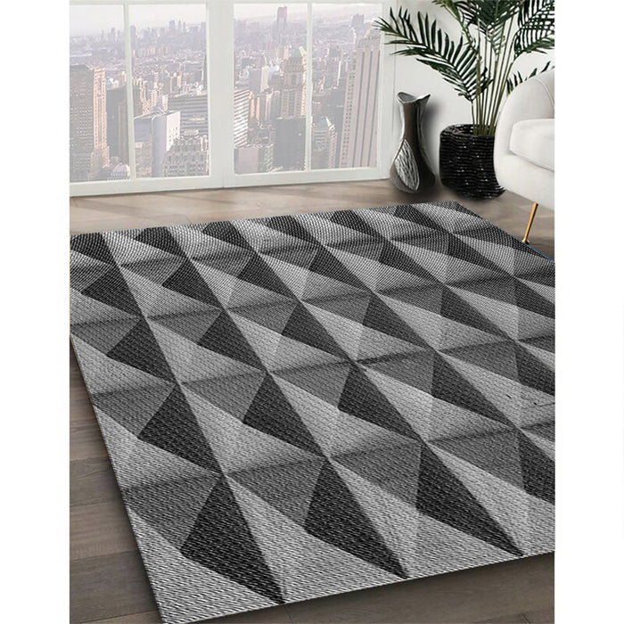 Patterned Black Rug in Family Room, pat3941gry