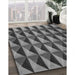 Patterned Black Rug in Family Room, pat3941gry
