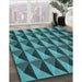 Patterned Dark Turquoise Green Rug in Family Room, pat3941lblu