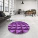 Round Patterned Dark Magenta Purple Rug in a Office, pat3941pur
