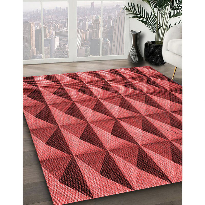 Patterned Red Rug in Family Room, pat3941rd