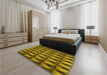 Patterned Dark Bronze Brown Rug in a Bedroom, pat3941yw