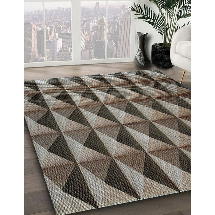 Patterned Chocolate Brown Novelty Rug in Family Room, pat3941