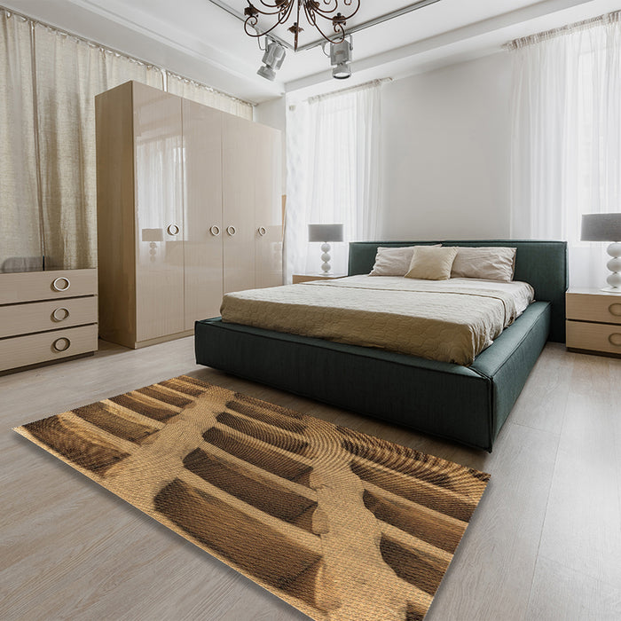 Patterned Red Brown Rug in a Bedroom, pat3942brn