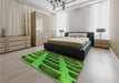 Patterned Deep Emerald Green Rug in a Bedroom, pat3942grn