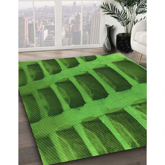 Patterned Deep Emerald Green Rug in Family Room, pat3942grn