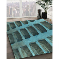 Patterned Charcoal Blue Rug, pat3942lblu
