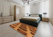 Patterned Neon Orange Rug in a Bedroom, pat3942org