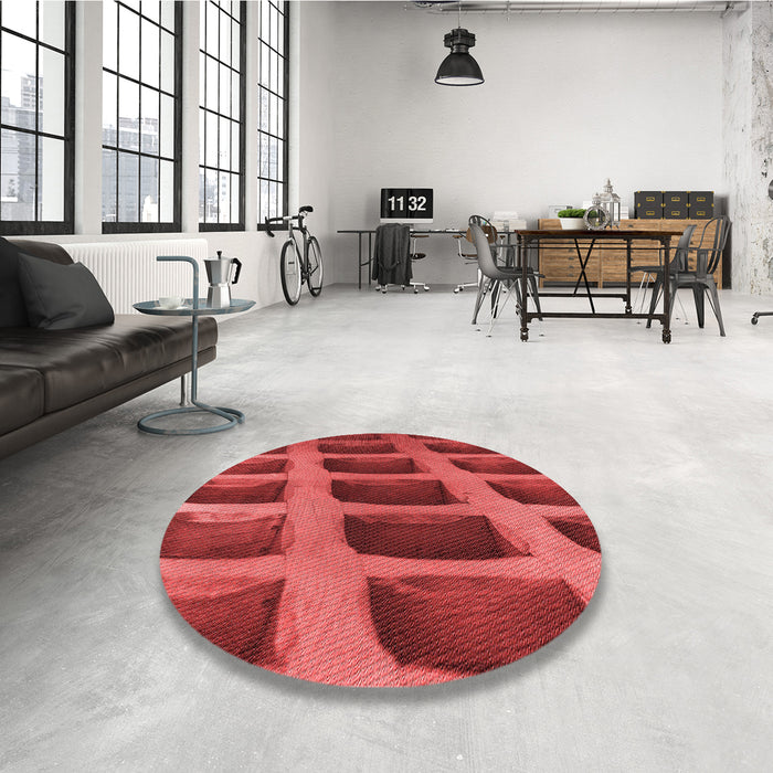Round Patterned Orange Rug in a Office, pat3942rd