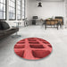 Round Patterned Orange Rug in a Office, pat3942rd