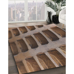 Patterned Bakers Brown Novelty Rug in Family Room, pat3942