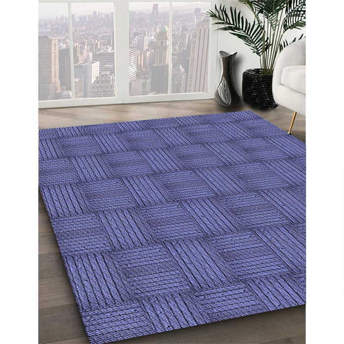 Patterned Light Slate Blue Rug in Family Room, pat3943blu