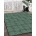 Patterned Sea Green Rug in Family Room, pat3943lblu
