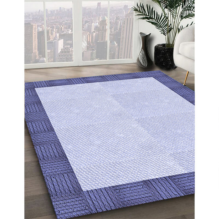 Patterned Blue Rug in Family Room, pat3944blu