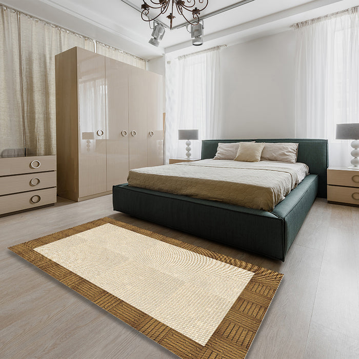 Patterned Vanilla Gold Rug in a Bedroom, pat3944brn
