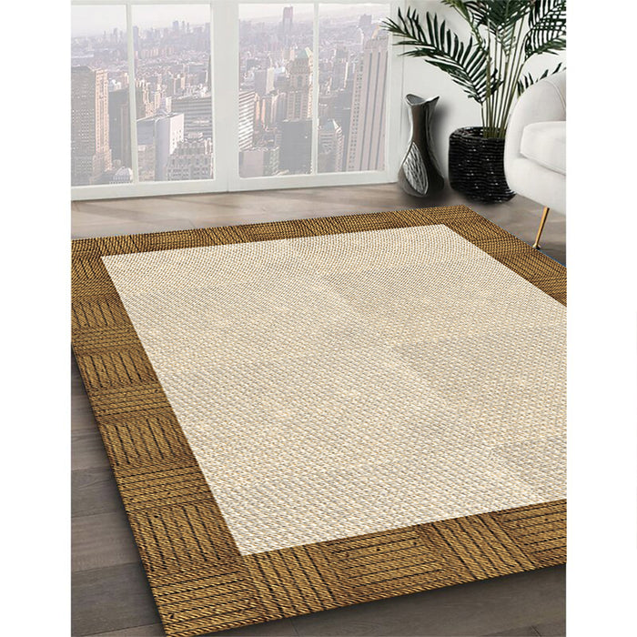 Machine Washable Transitional Vanilla Gold Rug in a Family Room, wshpat3944brn