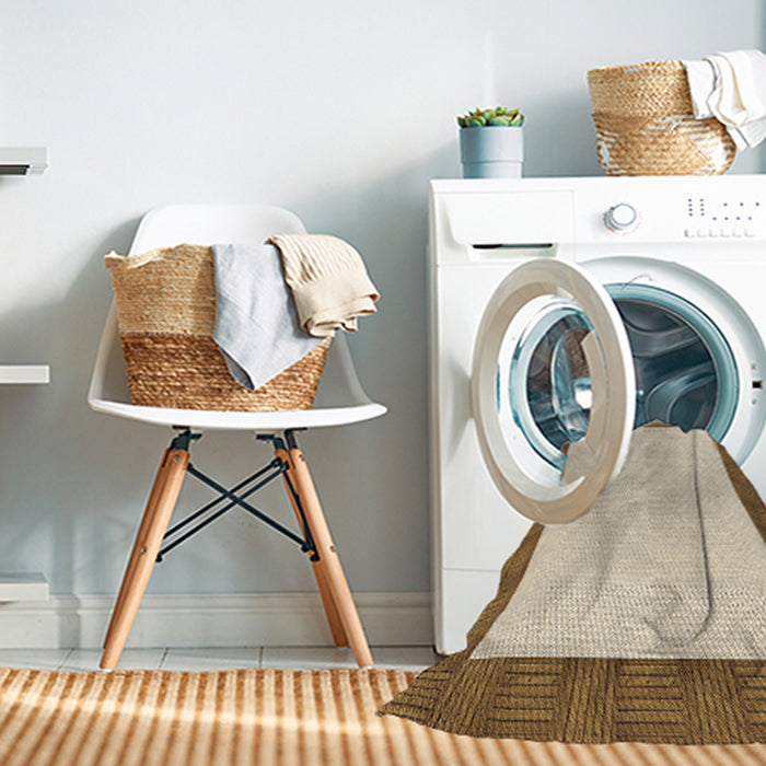 Machine Washable Transitional Vanilla Gold Rug in a Washing Machine, wshpat3944brn