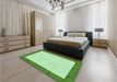 Patterned Dark Lime Green Rug in a Bedroom, pat3944grn