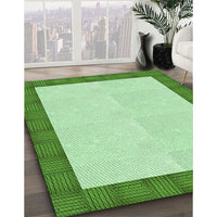 Patterned Dark Lime Green Rug, pat3944grn