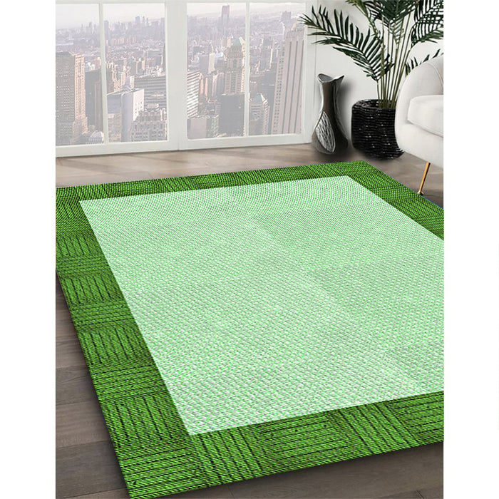 Patterned Dark Lime Green Rug in Family Room, pat3944grn