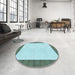 Round Patterned Sea Green Rug in a Office, pat3944lblu