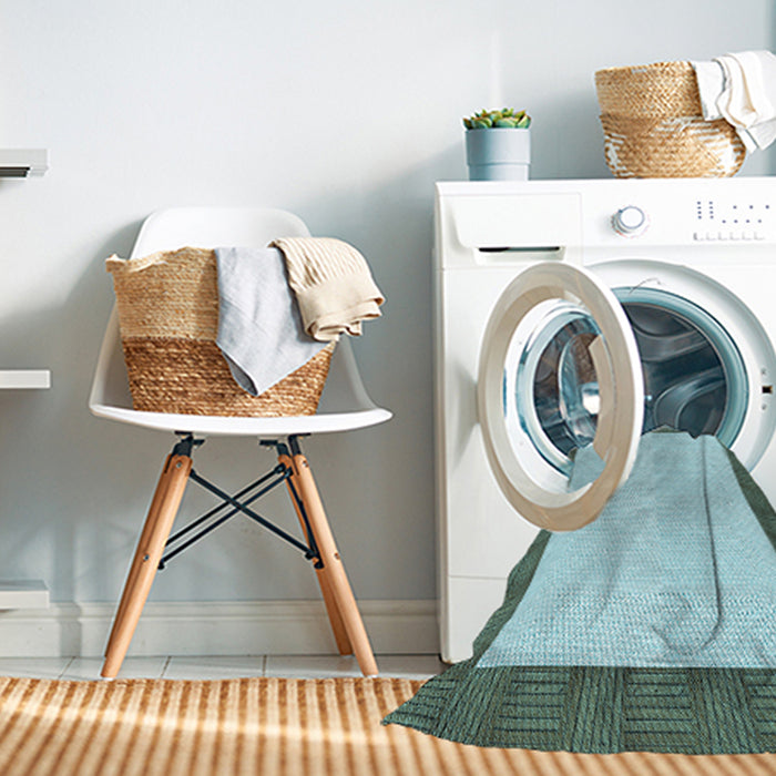 Machine Washable Transitional Green Rug in a Washing Machine, wshpat3944lblu
