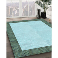 Patterned Sea Green Rug, pat3944lblu