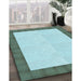 Patterned Sea Green Rug in Family Room, pat3944lblu