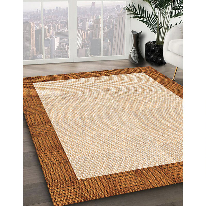 Patterned Orange Rug in Family Room, pat3944org