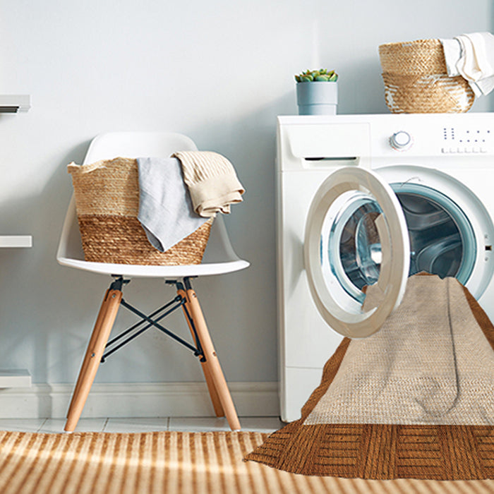 Machine Washable Transitional Orange Rug in a Washing Machine, wshpat3944org