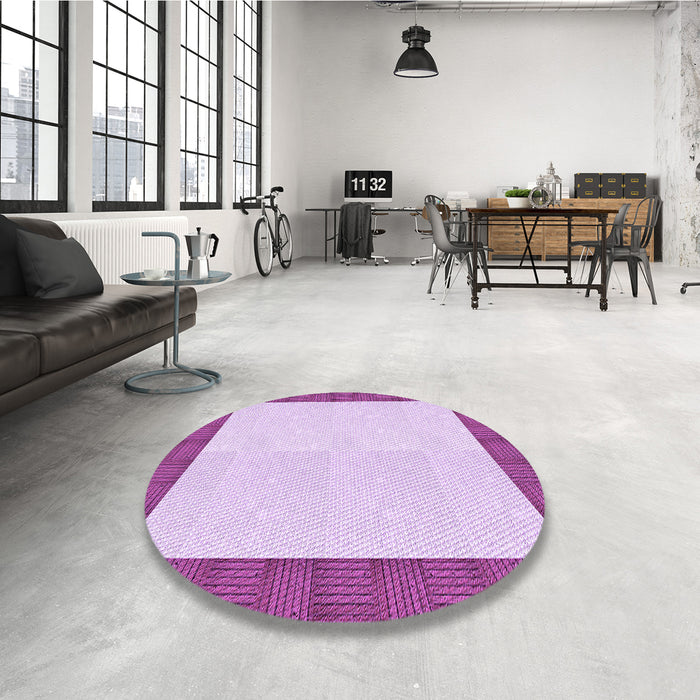 Round Patterned Blossom Pink Rug in a Office, pat3944pur