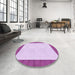 Round Patterned Blossom Pink Rug in a Office, pat3944pur