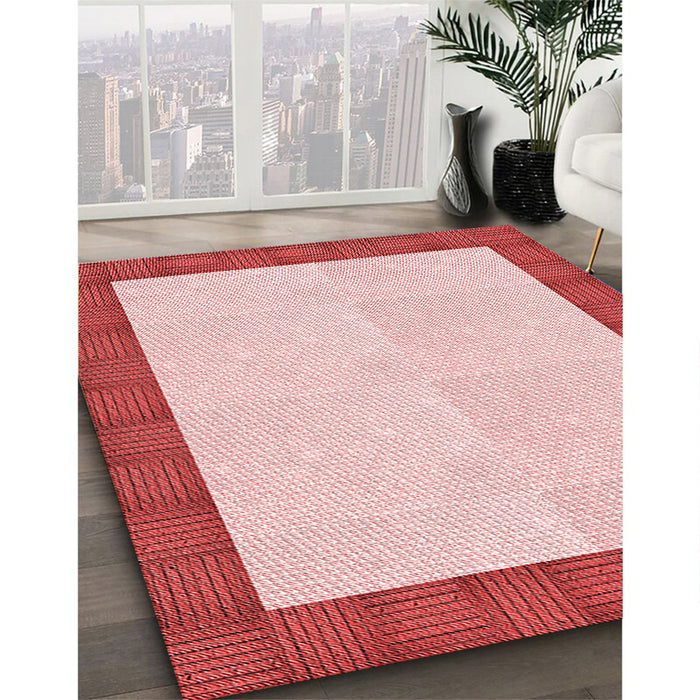 Patterned Light Red Pink Rug in Family Room, pat3944rd
