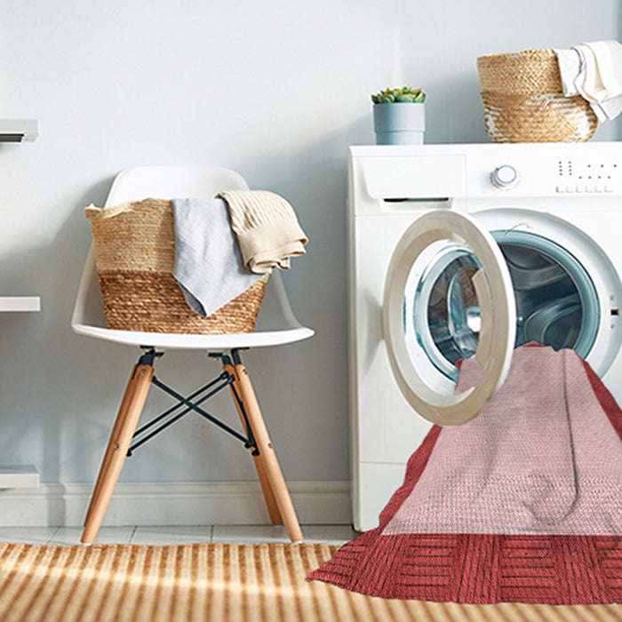 Machine Washable Transitional Light Red Pink Rug in a Washing Machine, wshpat3944rd