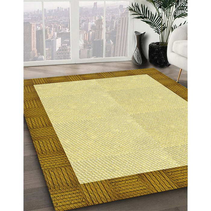 Patterned Dark Golden Brown Rug in Family Room, pat3944yw