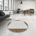 Round Machine Washable Transitional Brown Rug in a Office, wshpat3944