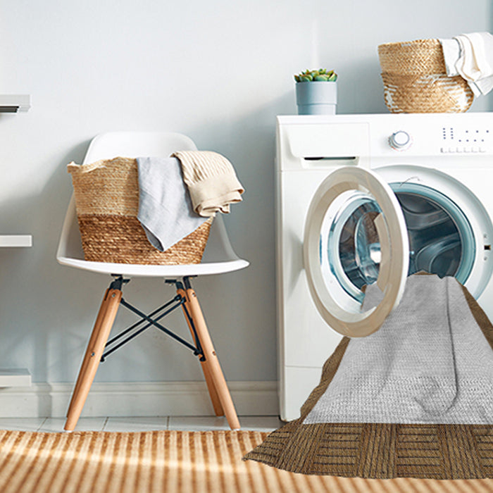 Machine Washable Transitional Brown Rug in a Washing Machine, wshpat3944